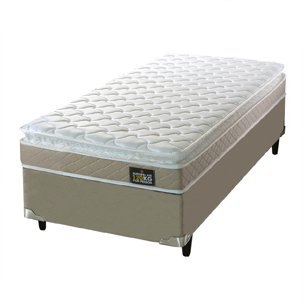 Cama Box Solteiro Colchão de Espuma D33 Millenium Pillow Top 88x188x57cm Bege em Oferta na Shopee