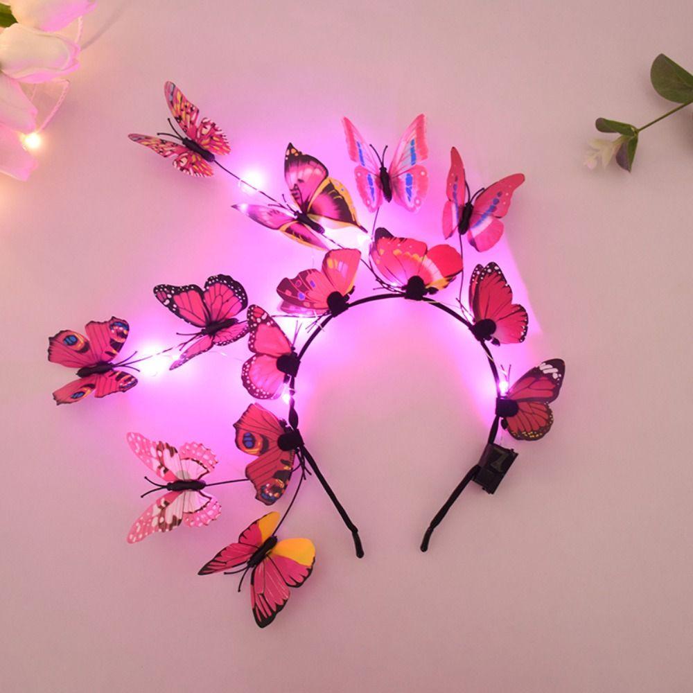 Faixa De Cabelo Borboleta Luminosa SKEC , Cabeça Com Brilho LED De Resina Colorida Piscante De Plástico — imagem 2 de 2