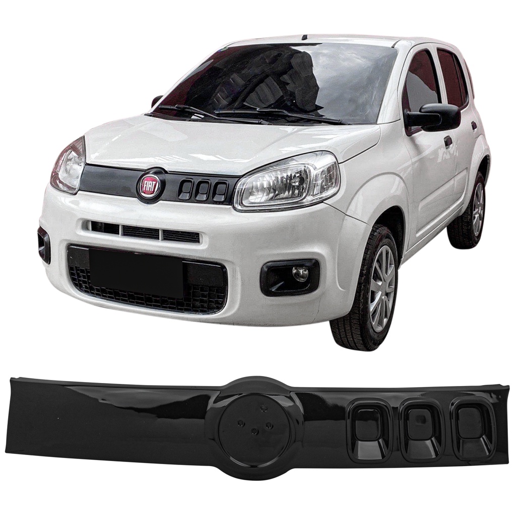 Grade Frontal Dianteira Parachoque Fiat Uno Attractive 2015 2016 Aplique Preto