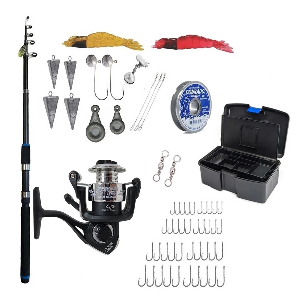 Kit Pesca De Praia Vara 3,60 Molinete Caixa e Acessórios em Oferta na Shopee