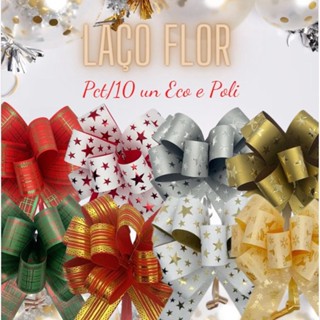 Laço Pronto Para Presente e Embalagem -Flor Poli e Eco 10 Unidades