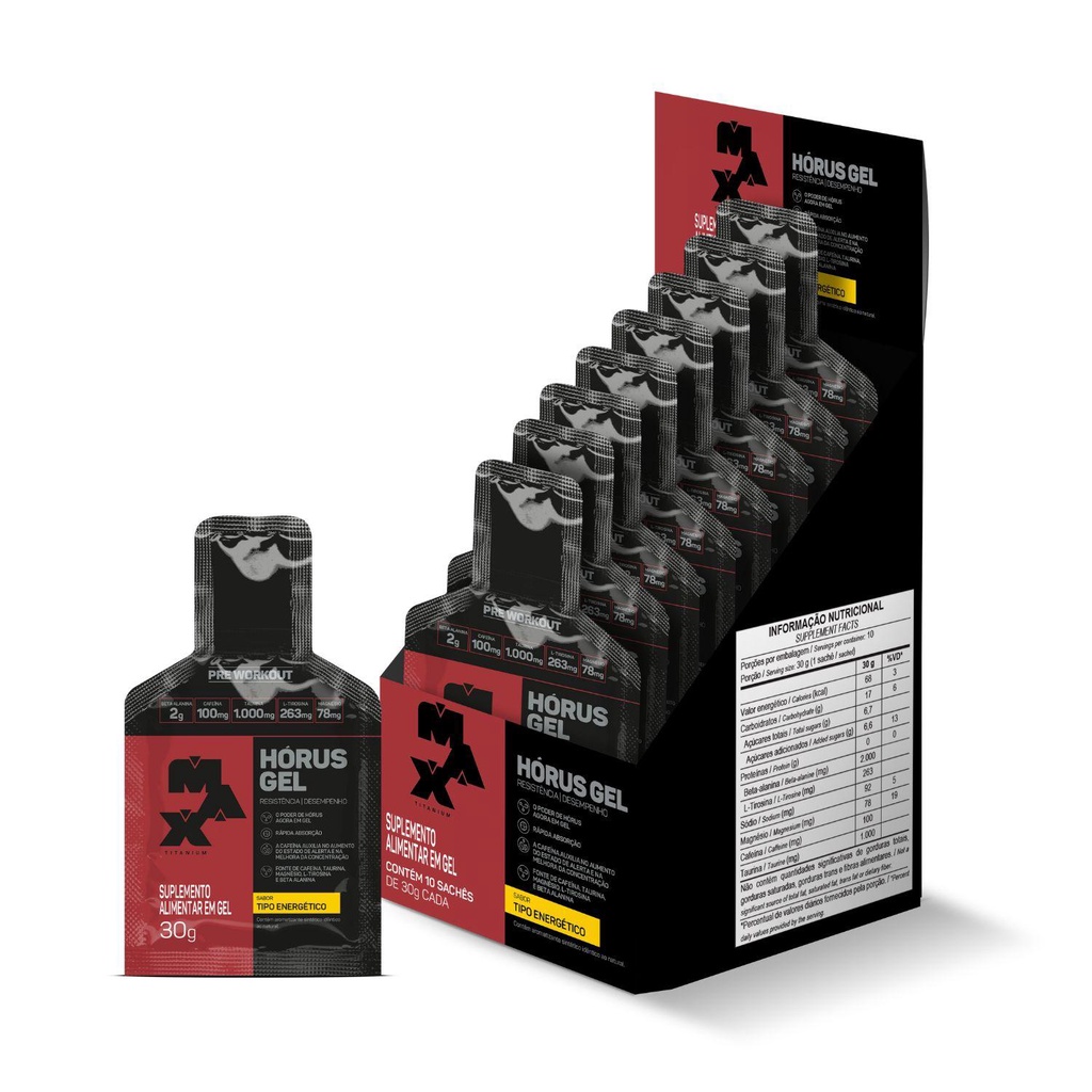 Pré Treino Horus Gel -com 10 Sachês De 30g Max Titanium Energético em Oferta na Shopee