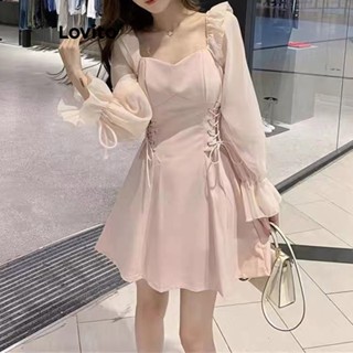 Lovito Vestido Casual Liso Com Renda Para Mulheres LNA42096