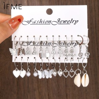 Se ME 12Pairs/Set Butterfly Heart Drop Earring for Women Retro Crystal Gold Brincos De Prata Acessórios Para Jóias