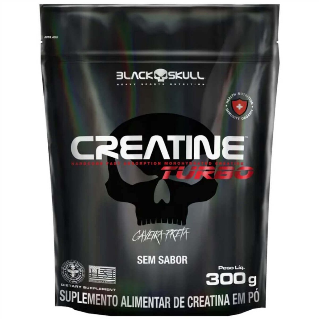 Creatine Turbo Black Skull - Creatina Monohidratada Mais Vendida Refil 300g