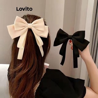 Lovito Grampos De Cabelo Casuais Com Laço Liso Para Mulheres LFA12046