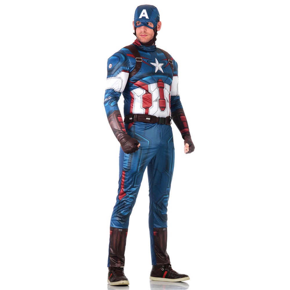 Marvel Fantasia Capitão América Adulto Com Peitoral Máscara