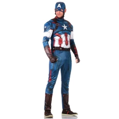 Marvel Fantasia Capitão América Adulto Com Peitoral Máscara