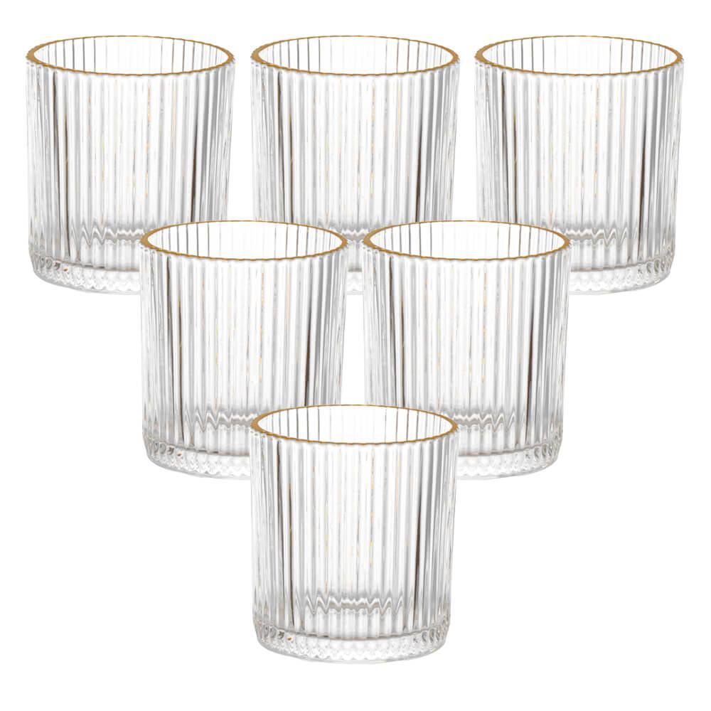 Jogo De Copos De Vidro Transparente Graffiato Fio De Ouro 320ml 6 Peças - Hauskraft em Oferta na Shopee