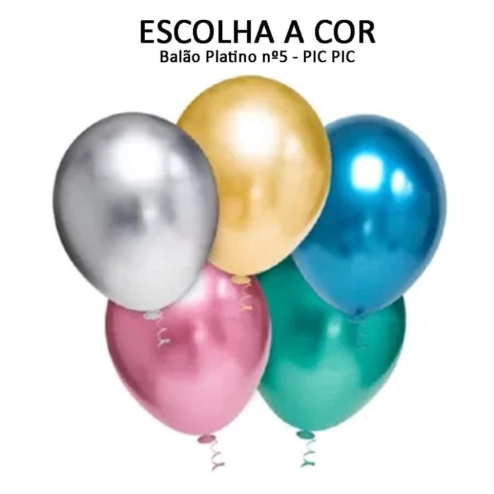 Balão Bexiga Festa Redondo Platino ESCOLHA A COR Tamanho 5 c/25 - Pic Pic em Oferta na Shopee