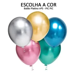 Balão Bexiga Festa Redondo Platino ESCOLHA A COR Tamanho 5 c/25 - Pic Pic