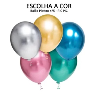 Balão Bexiga Festa Redondo Platino ESCOLHA A COR Tamanho 5 c/25 - Pic Pic em Oferta na Shopee