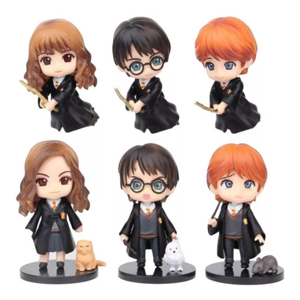 Kit 6 Bonecos Harry Potter Action Figure Hermione Rony 10cm