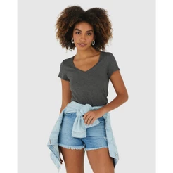 Blusa Básica Feminina Mullet Decote V Em Viscose Stretch