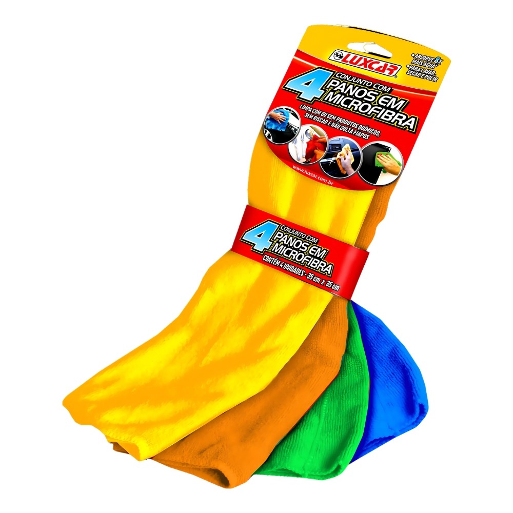 PANOS MICROFIBRA CONJUNTO COM 4 PEÇAS LUXCAR em Oferta na Shopee