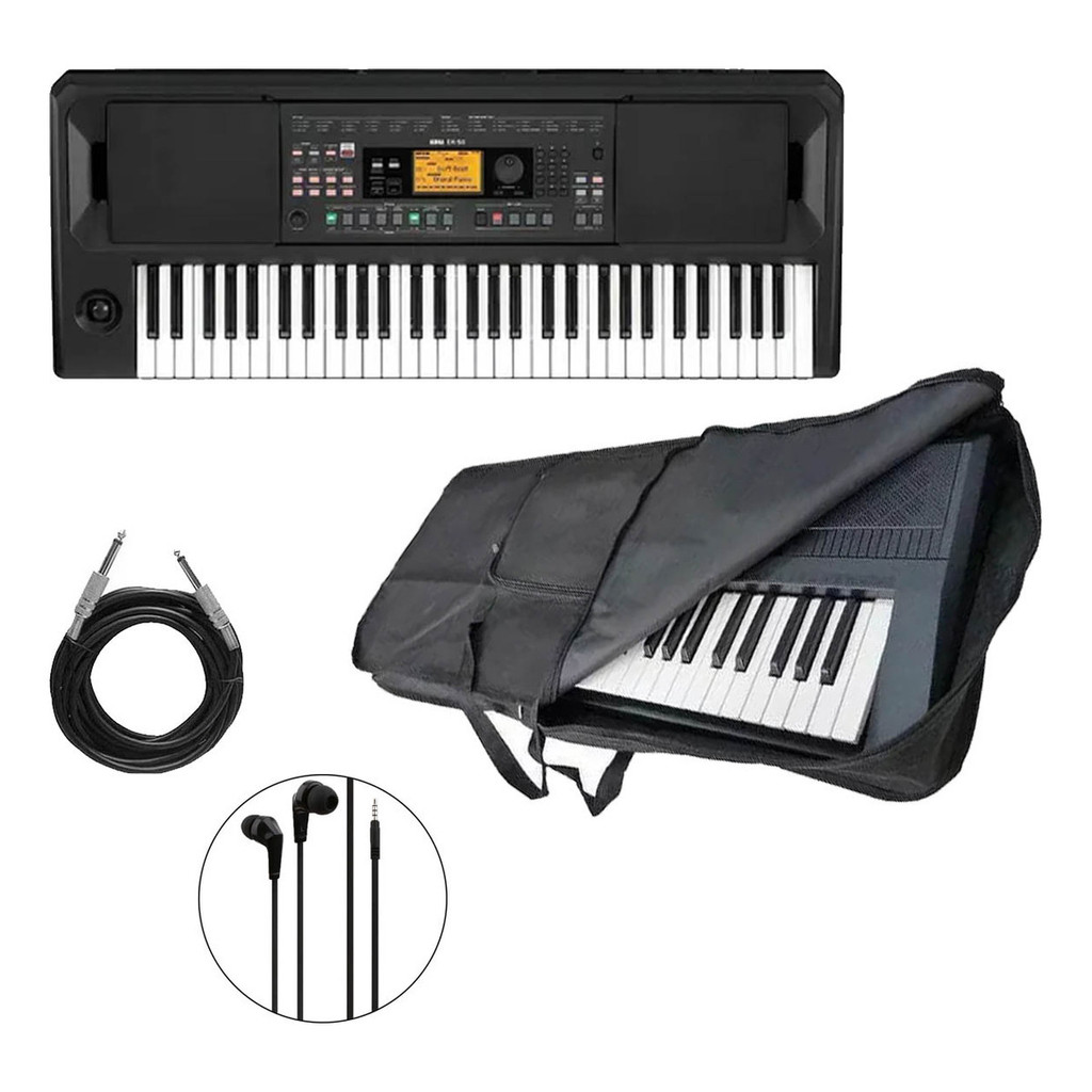 Kit Com Teclado Arranjador Korg Ek-50 61 Teclas E Capa