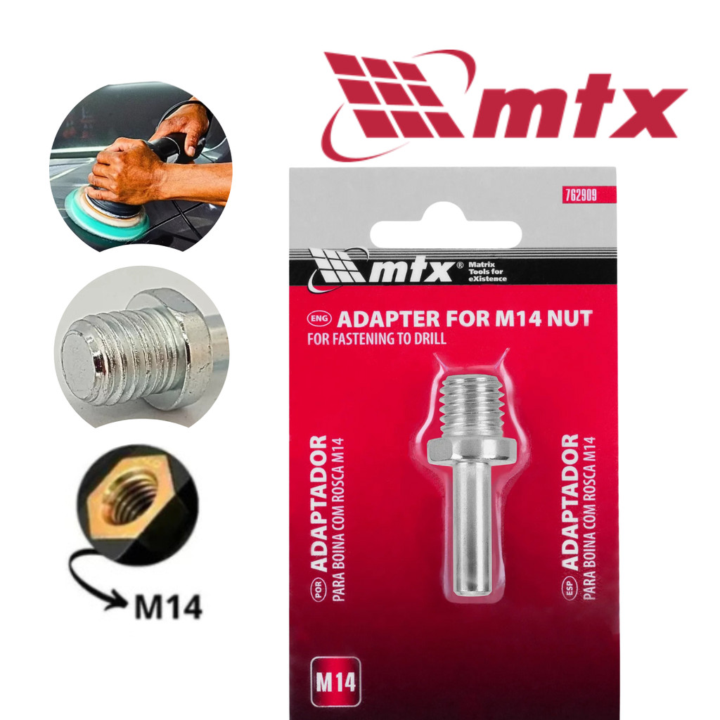 Adaptador para Furadeira/Boina/Politriz Adaptador com Rosca M14 Adaptador para Bases e Suportes MTX