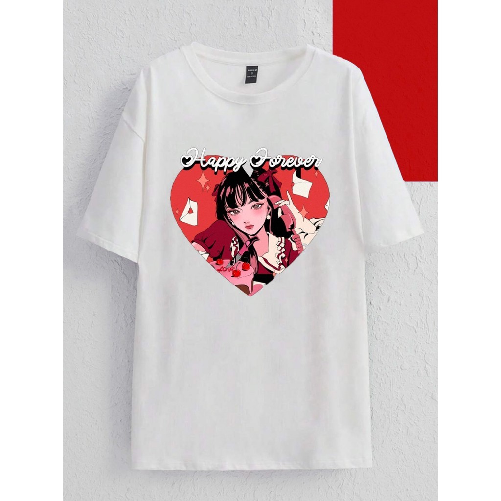 Camisa Casual Personalizada Garotinha Coração Blusa Oversized Camiseta Básica Estampada