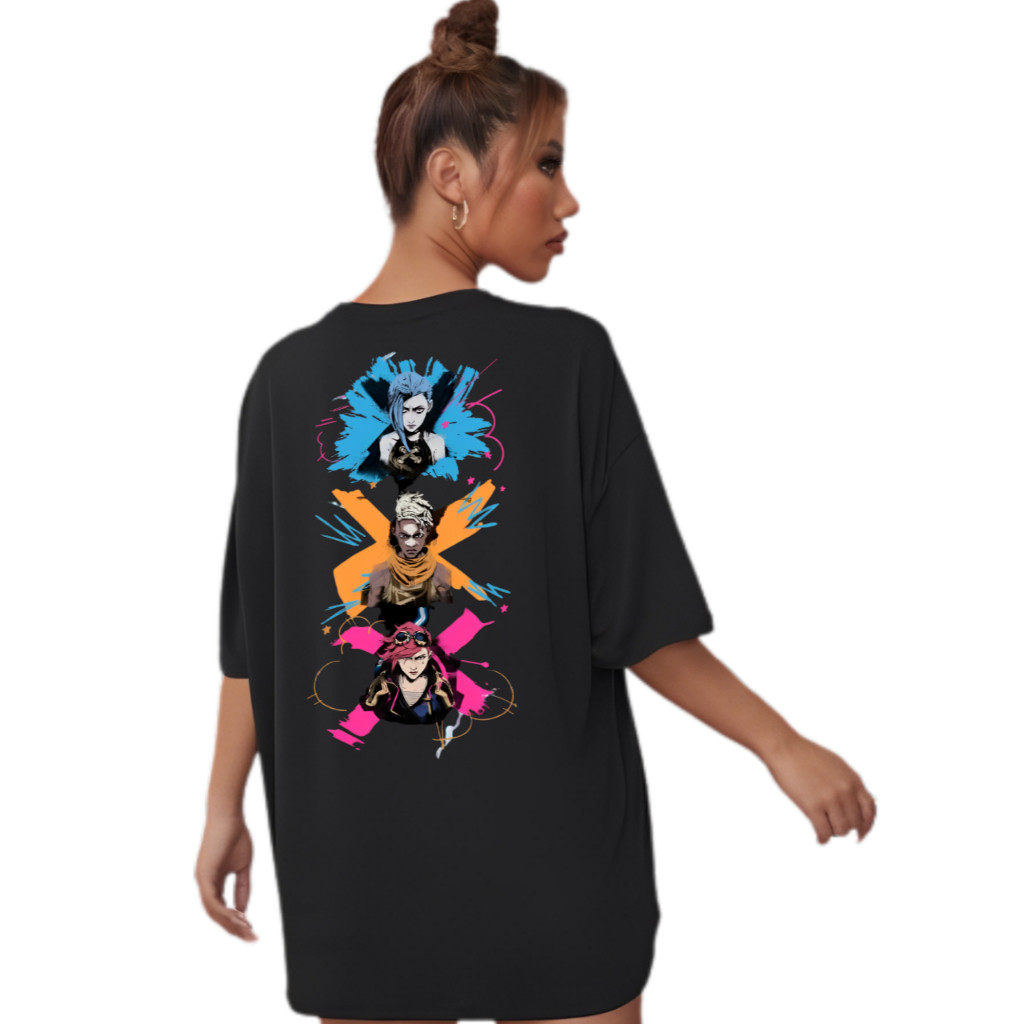 Camiseta Arcane Vi Ekko Jinx  Lol League Of Legends Lol Premium 100% Algodão Blusa Camisa Unissex Feminino Masculino