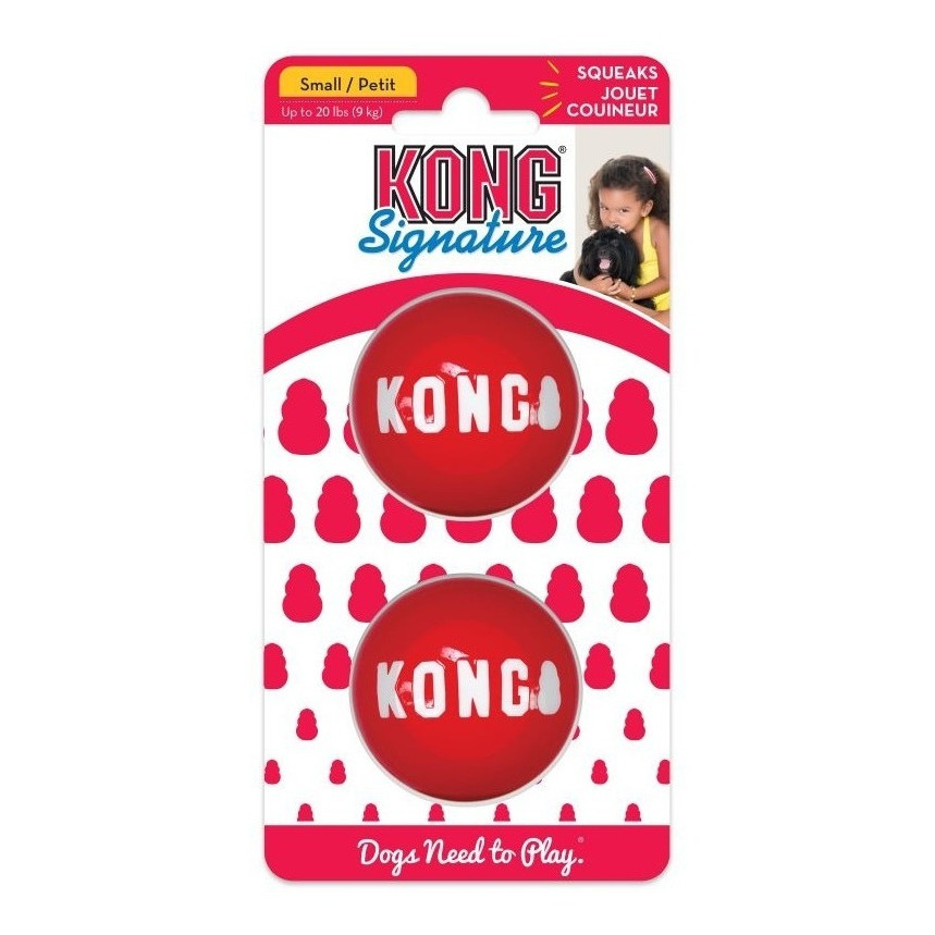 Brinquedo Kong Signature 2 Bolas Com Apito Pequeno Vermelho