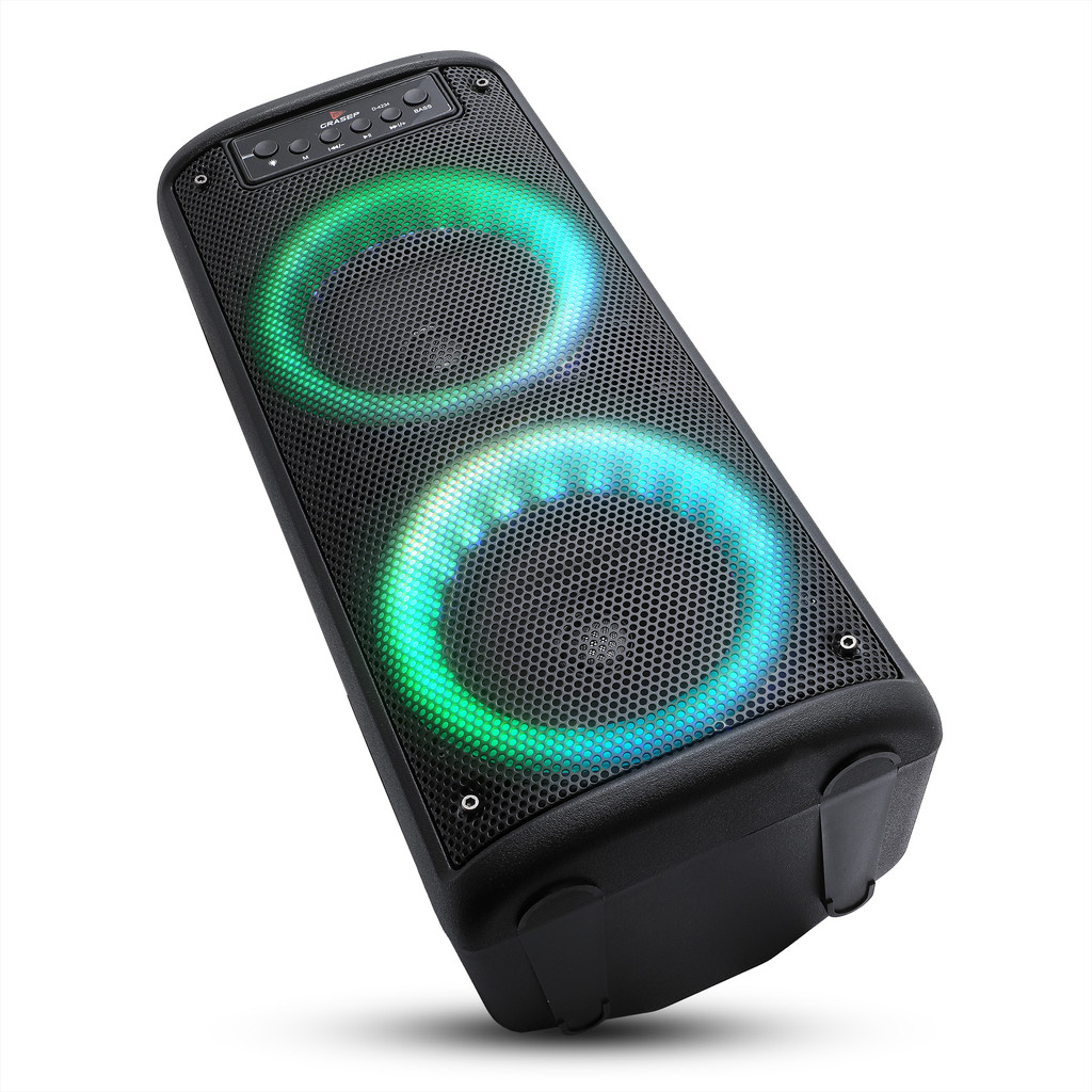Caixa De Som Amplificada Bluetooth Torre Led RGB Função TWS Fm Integrado Auxiliar P2 P10 Pendrive Usb