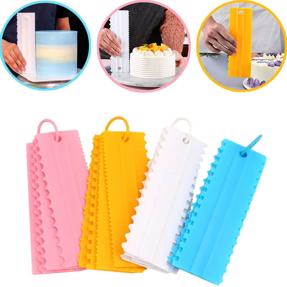 Conjuntos Com Peças 4 Raspador Espatula Cobertura Glace Confeito Chantilly Raspadores Profissional Para Bolo