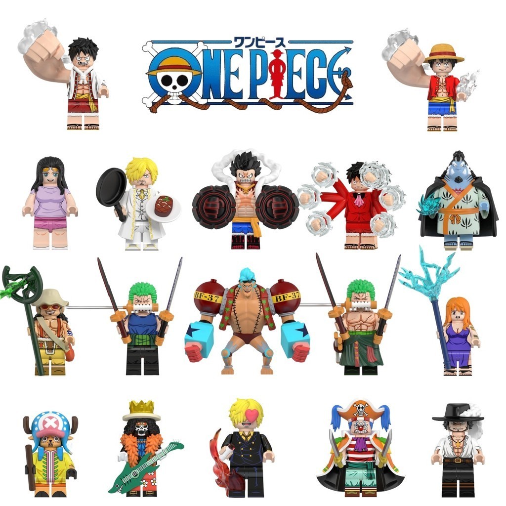 One Piece Action Figures Luffy Zoro Usopp Nami Chopper Brook Franky Bloco De Construção Lego