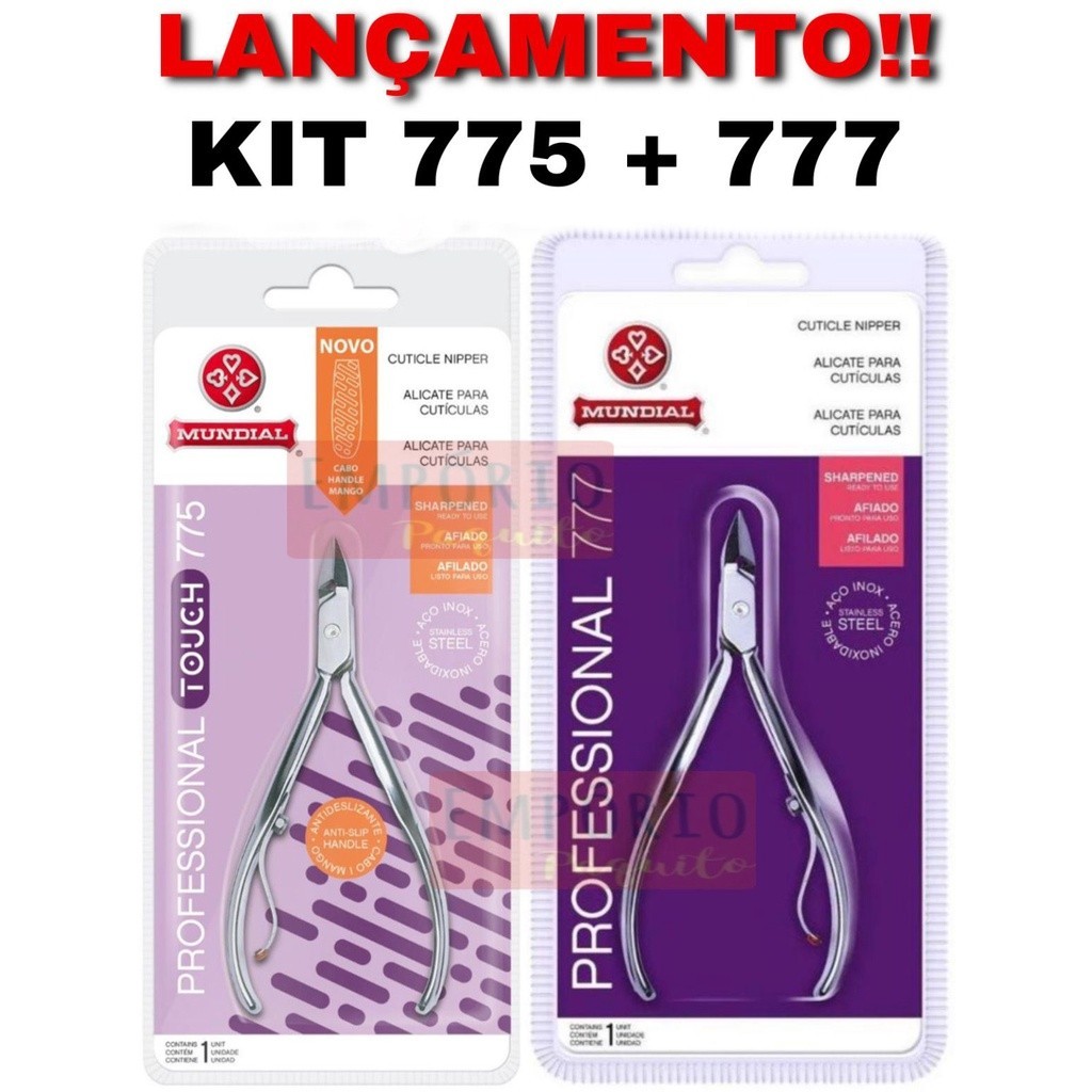 1 alicate 777 + 1 alicate 775 mundial inox profissional manicure unha em Oferta na Shopee