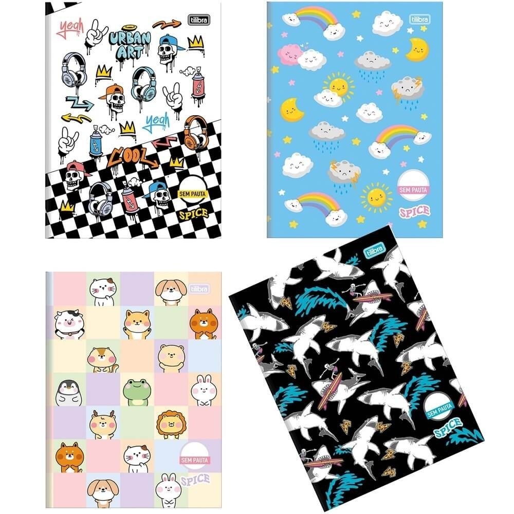 CADERNO BROCHURÃO  80fls CD TILIBRA SPICE SEM PAUTA - KIT C/5un