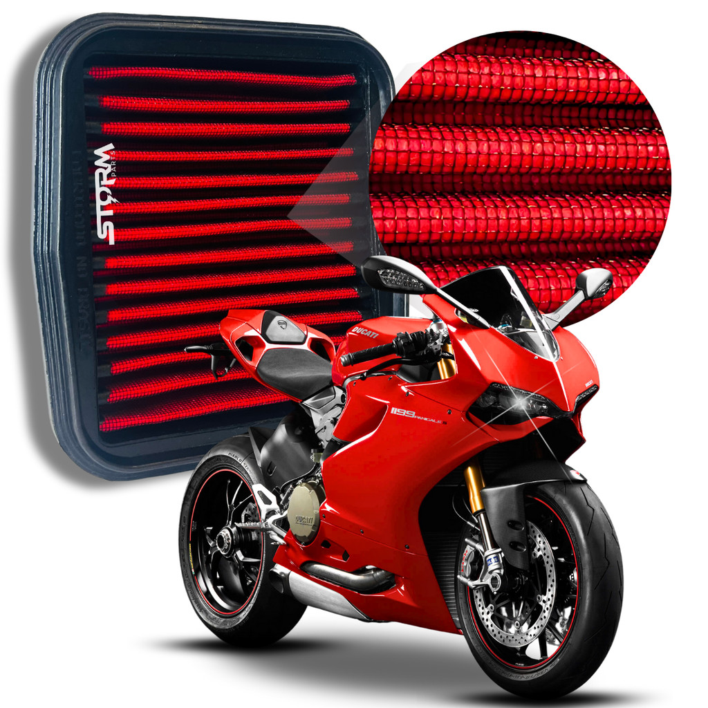 Filtro de Ar Esportivo Moto Ducati Panigale 1199 CC Ano 2013 a 2016 Potencia Lavavel Reutilizável