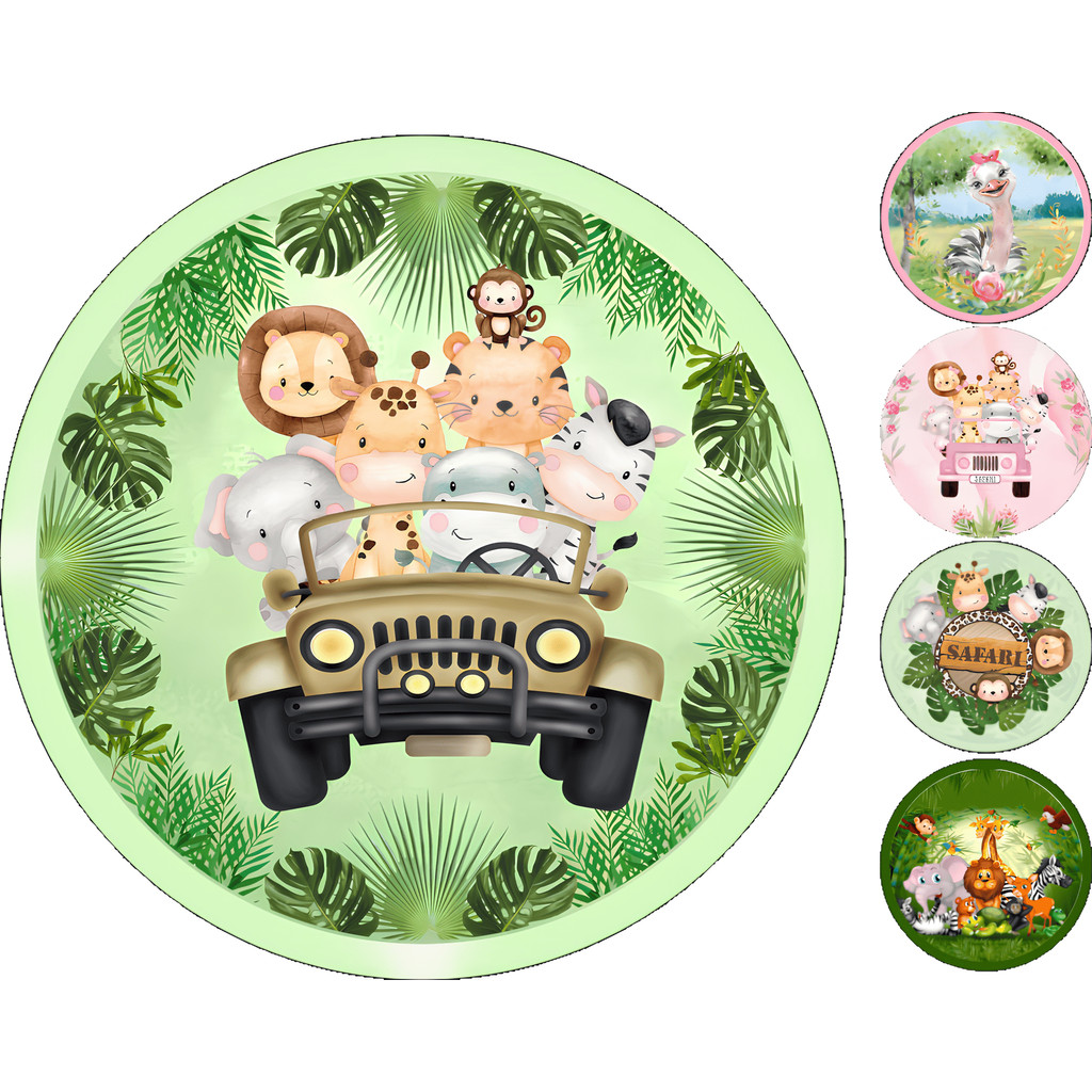 Capa Para Painel de Festa Redondo Safari Baby Chá de bebê Infantil em Tecido Sublimado 1,50x1,50m 50x50cm Vários Modelos em Oferta na Shopee