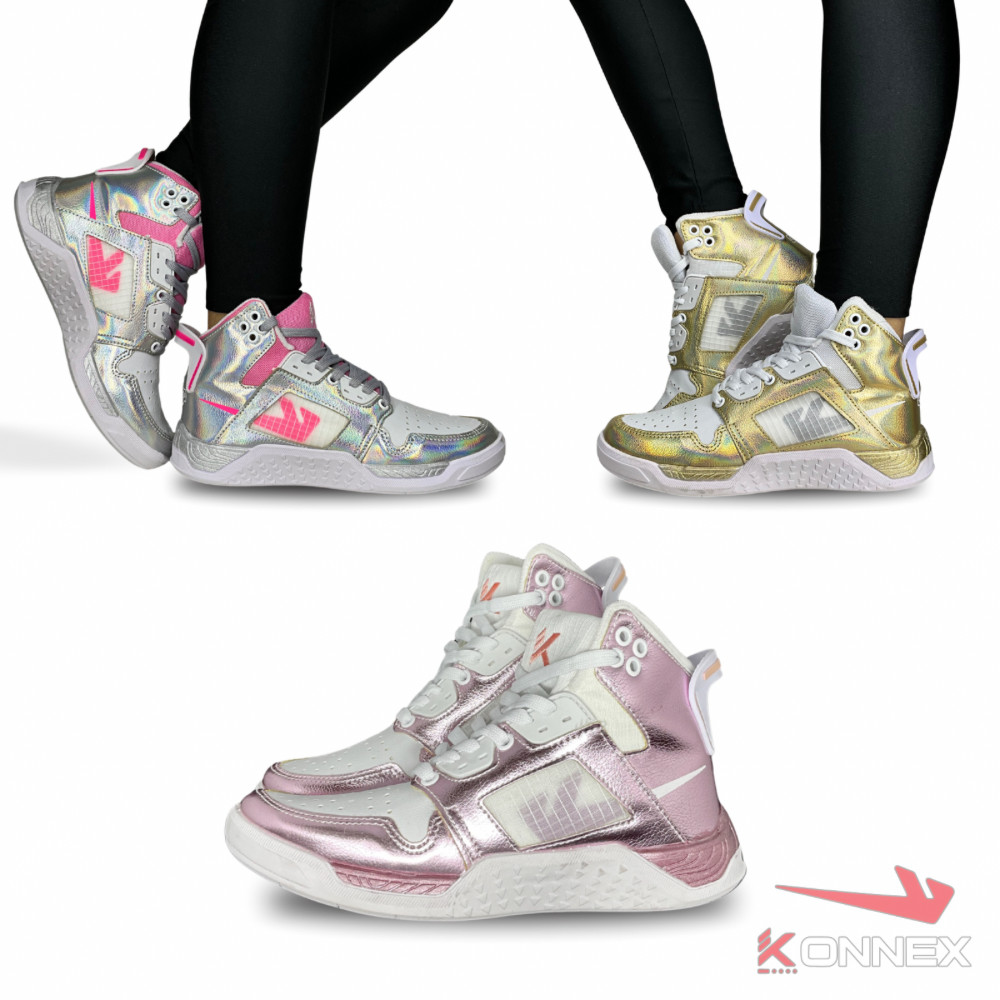 Tênis Botinha Cano alto Feminino Holográfico Academia Crossfit Vôlei Basquete Caminhada Corrida em Oferta na Shopee
