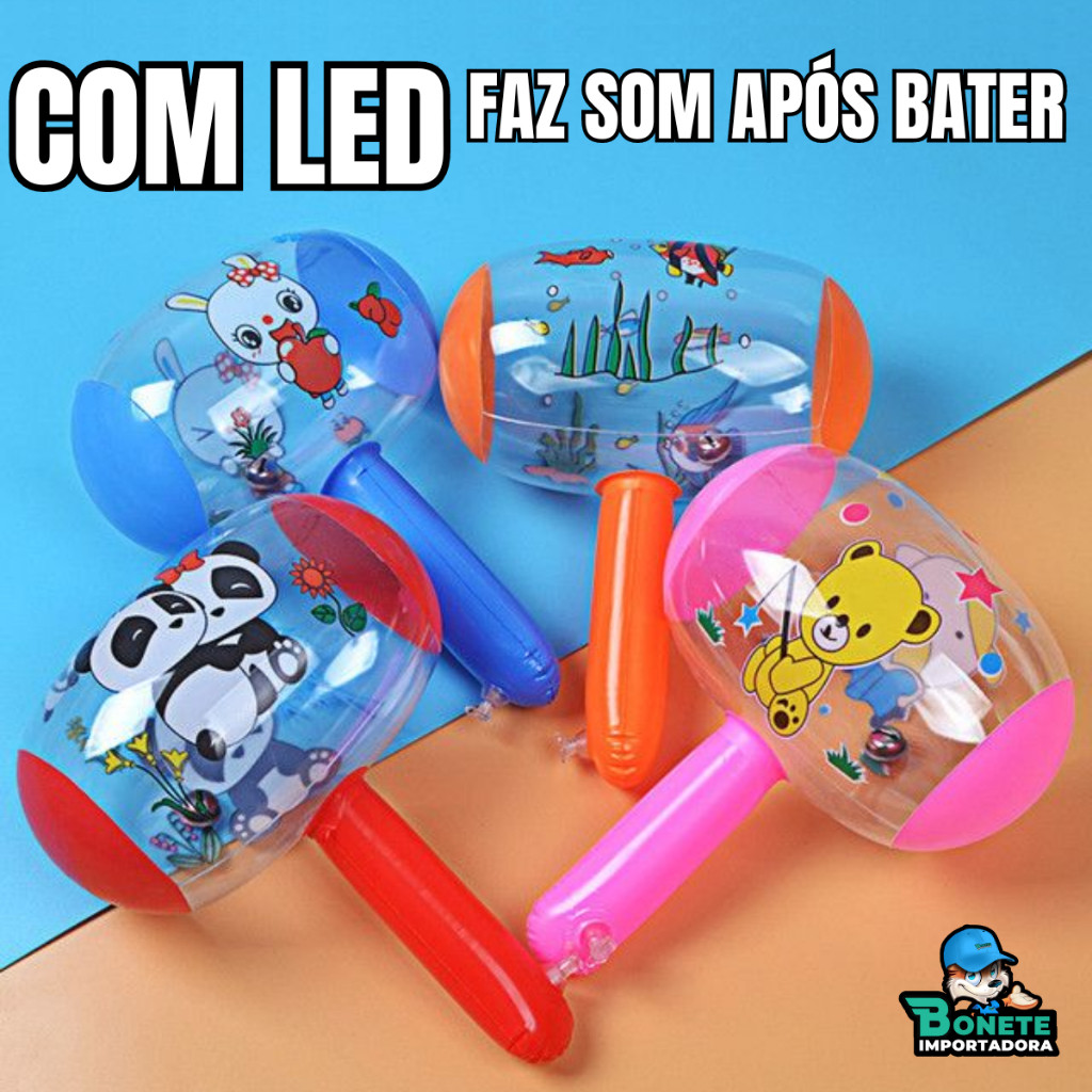 Martelo Inflável brinquedo com led em Oferta na Shopee