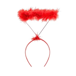 Tiara De Anjo Vermelha Simples Com Plumas