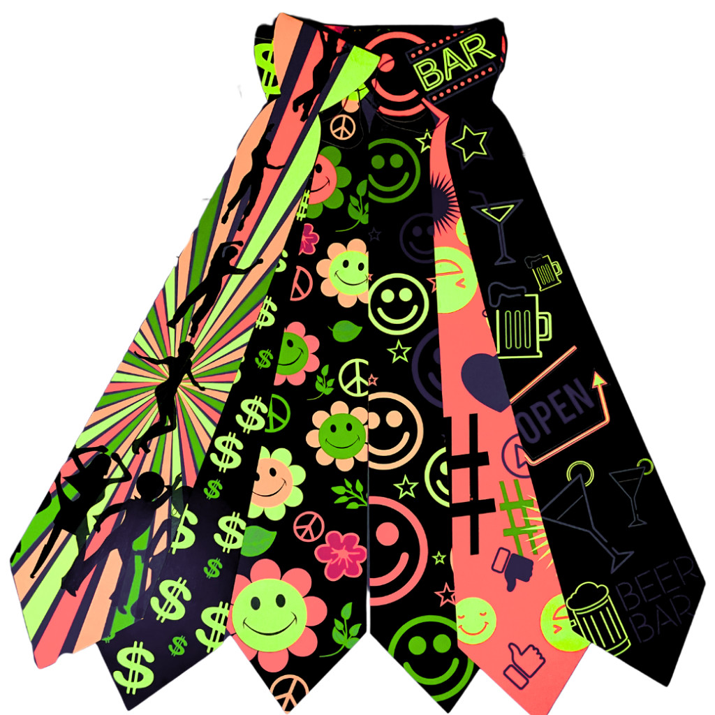 Kit 10/20/30 Unidades Gravatas Festa Balada Neon Brilha na Luz Negra em Oferta na Shopee