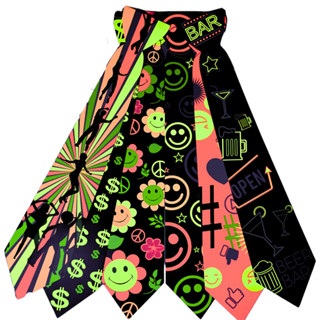 Kit 10/20/30 Unidades Gravatas Festa Balada Neon Brilha na Luz Negra em Oferta na Shopee