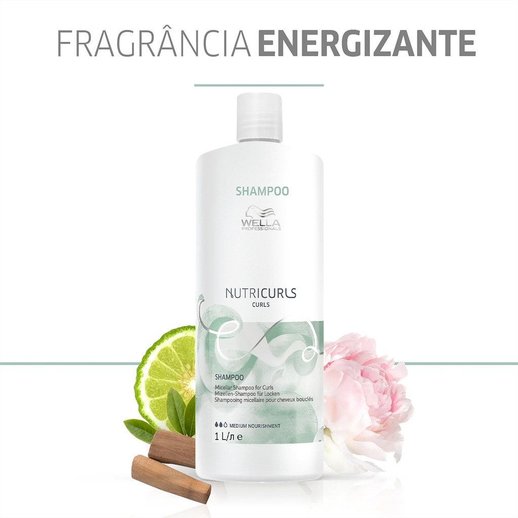 Detalhes do Kit Wella Professionals Nutricurls Micelar Shampoo Válvula Pump (2 produtos)