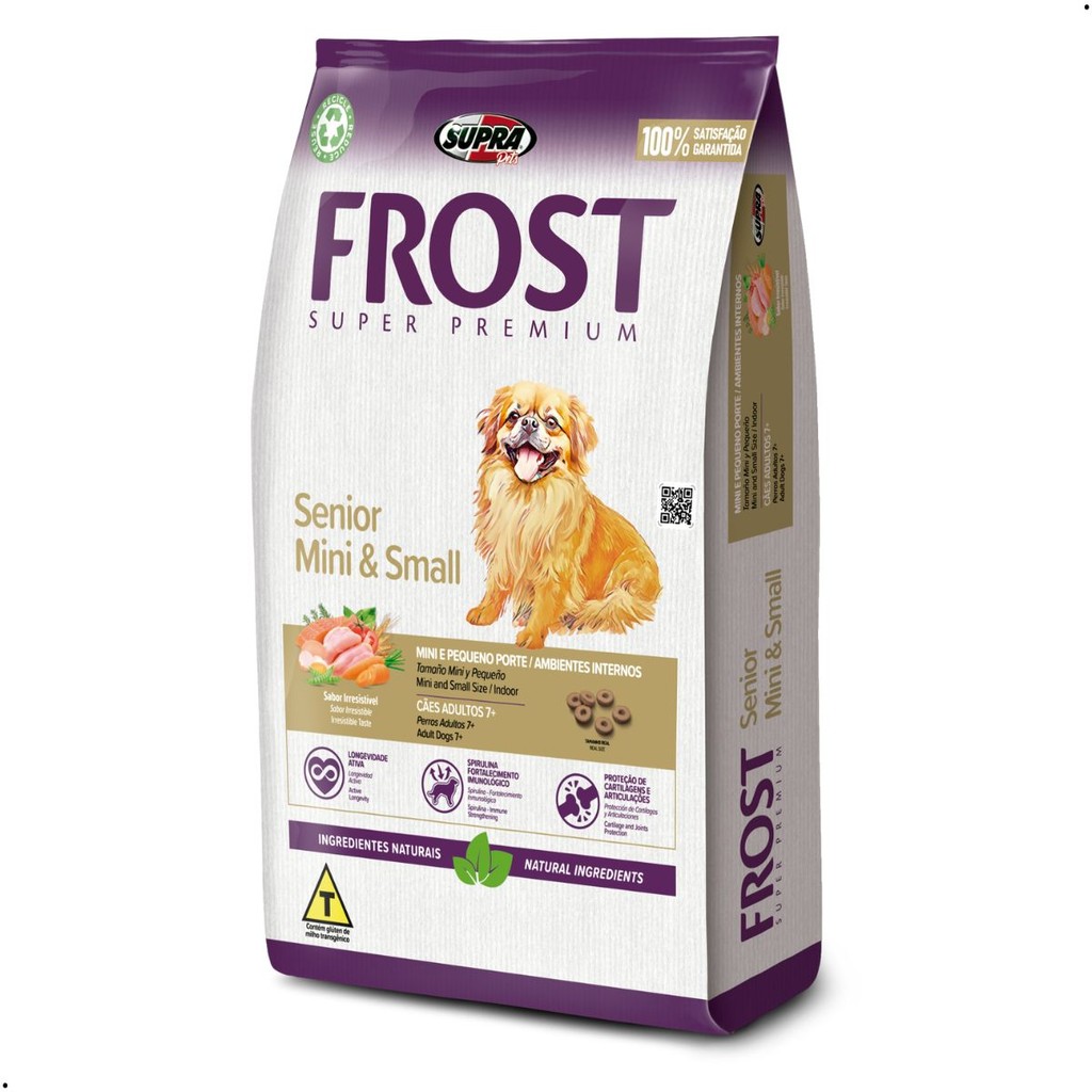 Ração Frost Cães Sênior Mini & Small Alimento Cachorros Porte Mini Pequeno Mix Carnes 2,5Kg