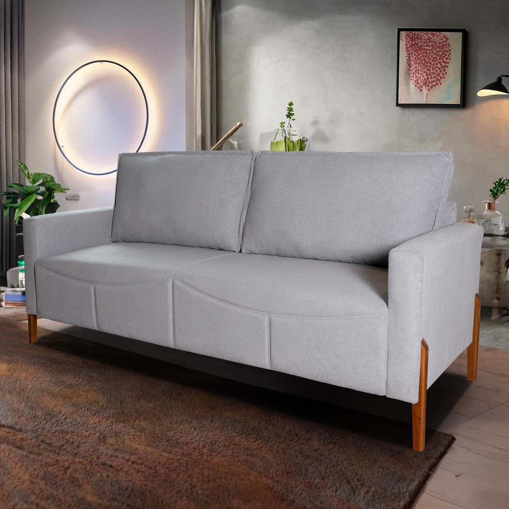 Sofá Living Florença 2,10m Bouclê Cinza - King House - Home & Living