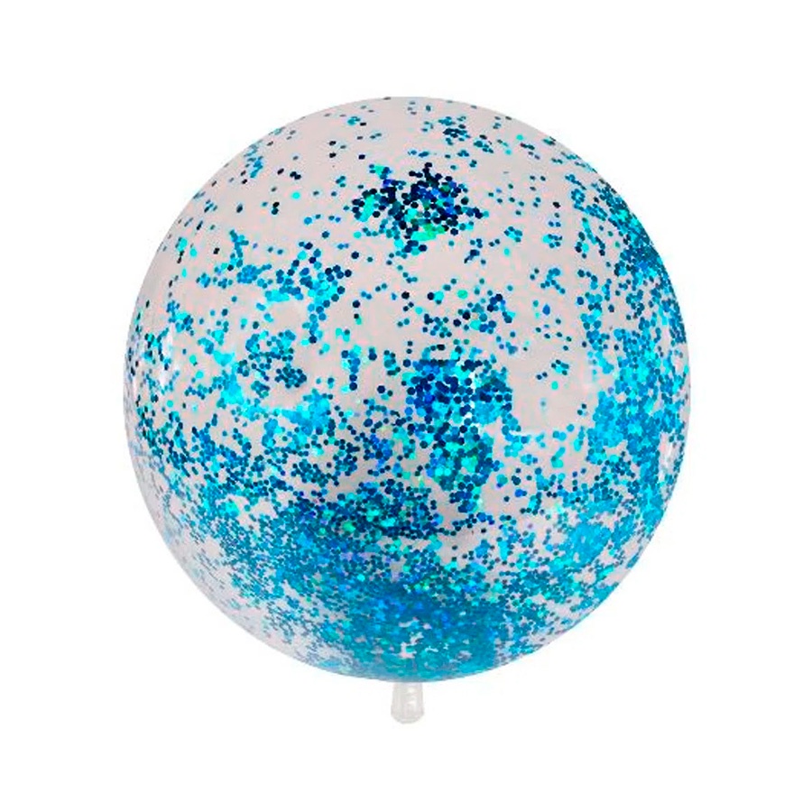 Balão Bubble Transparente com Confete Hexagonal Azul - 11" 26cm - 1 unidade - PartiuFesta - Rizzo em Oferta na Shopee
