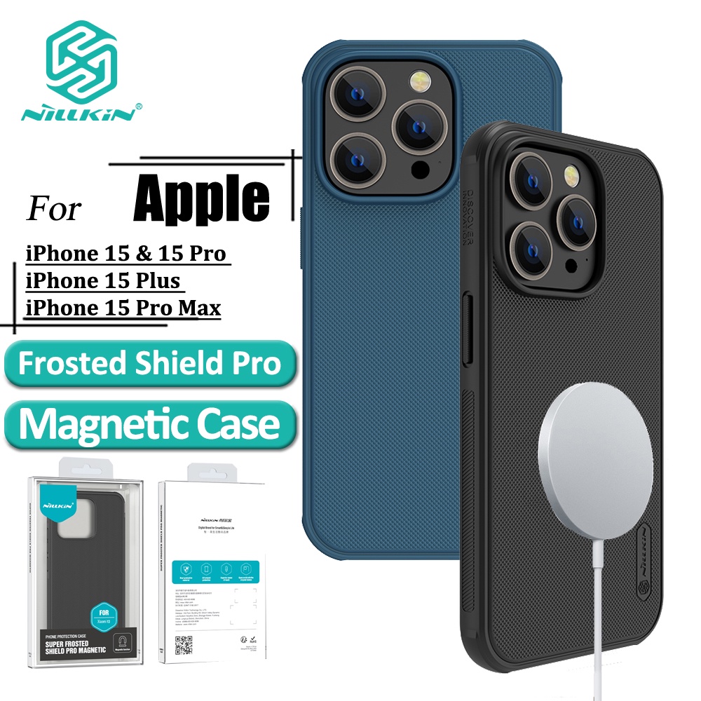 Nillkin Hard PC + TPU Shield Pro Capa Magnética Para iPhone 15 Pro Max 15 Plus Traseira Ultra Fina Anti-Choque De Impres em Oferta na Shopee
