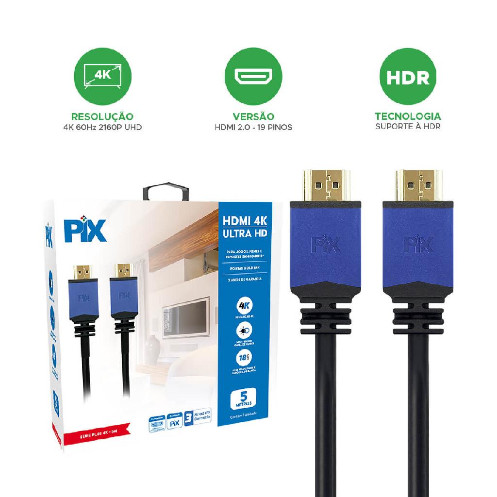 Cabo Hdmi Premium 5m 2.0 4k Ultra Hd 3d 2160p Original Pix