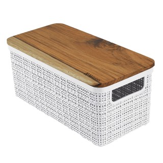 CESTO JUTA ALONGADO COM TAMPA TECA GRANDE 7,4 LITROS em Oferta na Shopee
