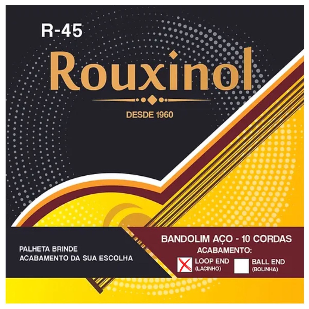 Encordoamento Bandolim 10 Cordas Laço Clássico Loop End Rouxinol R45 PR45LEL
