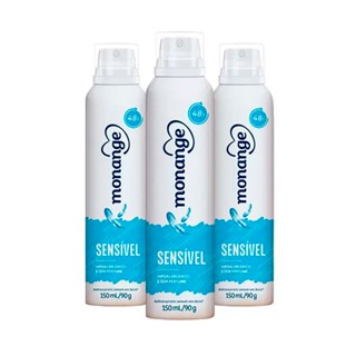 Kit Desodorante Aerosol Monange Sensível 90g - 3 unidades