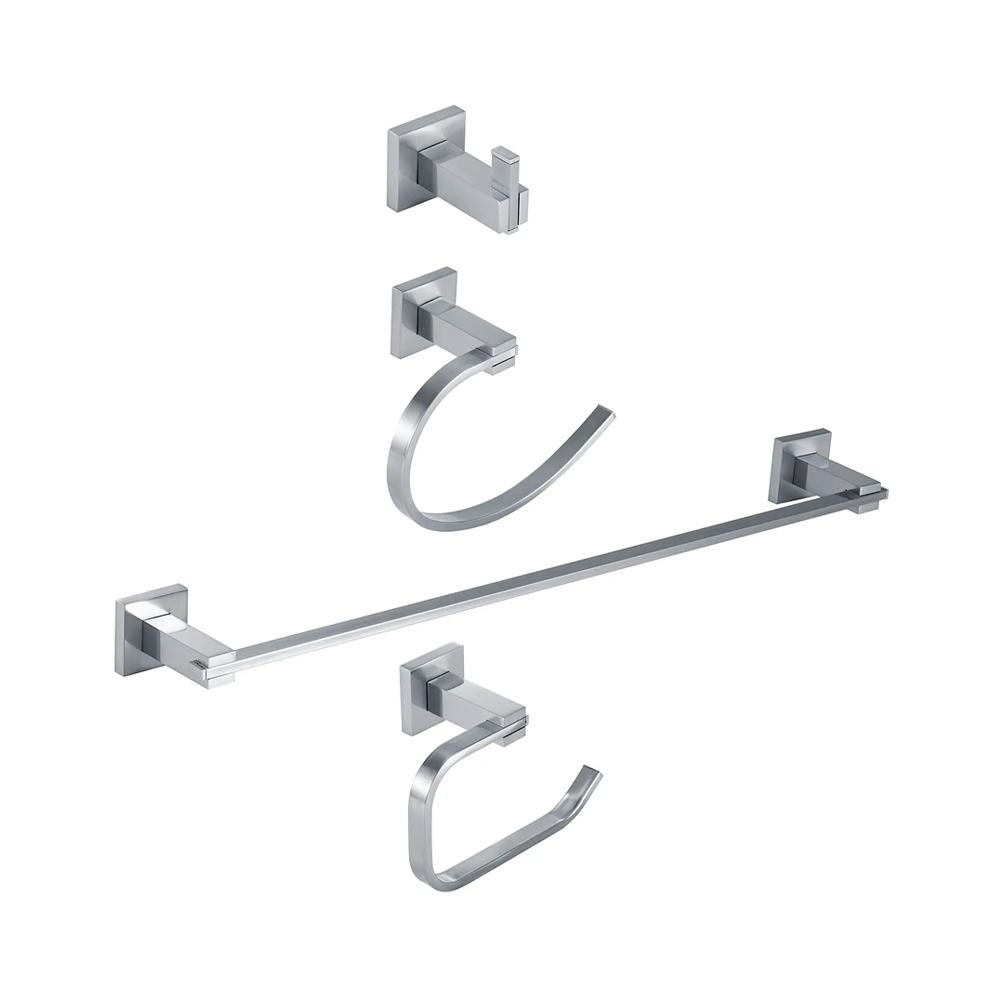 Acessórios Para Banheiro 4 Peças São Francisco Pingoo - Prata - Home & Living