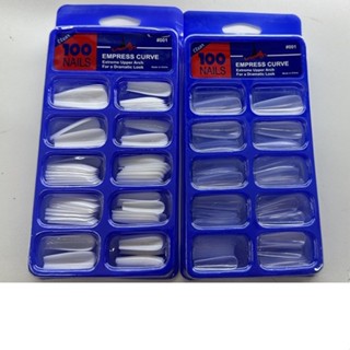 Kit 100 Unhas Tips postiça Bailarina Natural (Branca/transparente)