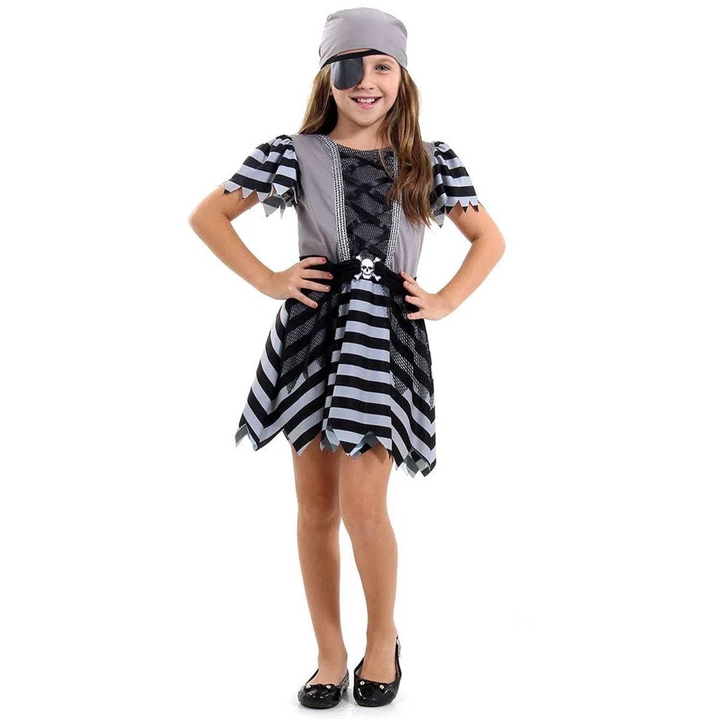 Fantasia de Pirata Infantil Feminino Completa de Halloween