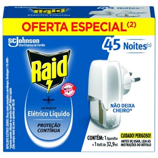 Repelente Elétrico Líquido Raid Anti Mosquitos 1 Aparelho + 1 Refil de 32,9 ml