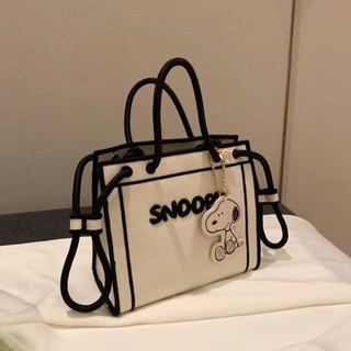 Little Red Book Mesmo Estilo Snoopy Bolsa de Lona Feminina Verão All-Match Trendy Tote Bag Japonês Coreano Oco Open-Out 